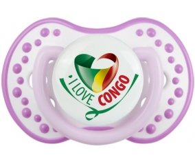I Love République du Congo Sucette LOVI Dynamic Blanc-mauve classique