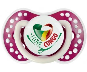 I Love République du Congo Sucette LOVI Dynamic Fuchsia phosphorescente