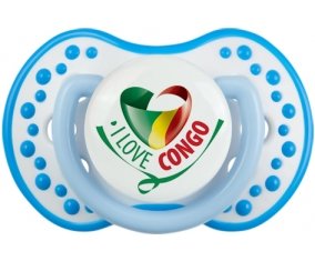 I Love République du Congo Sucette LOVI Dynamic Blanc-bleu phosphorescente