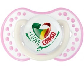I Love République du Congo Sucette LOVI Dynamic Blanc-rose phosphorescente