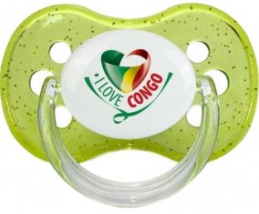 I Love République du Congo Sucette Cerise Vert à paillette