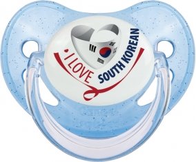 I Love South Korean Sucette Physiologique Bleue à paillette