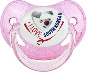 I Love South Korean Sucette Physiologique Rose à paillette