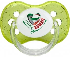 I Love Kuwait Sucette Cerise Vert à paillette