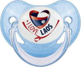 I Love Laos Sucette Physiologique Bleue à paillette