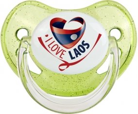 I Love Laos Sucette Physiologique Vert à paillette