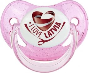 I Love Latvia Tétine Physiologique Rose à paillette