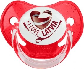 I Love Latvia Tétine Physiologique Rouge à paillette
