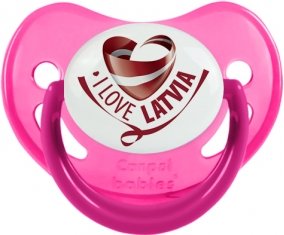 I Love Latvia Tétine Physiologique Rose phosphorescente