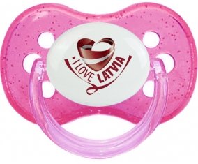 I Love Latvia Sucete Cerise Rose à paillette