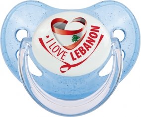I Love Lebanon Sucette Physiologique Bleue à paillette