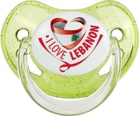I Love Lebanon Sucette Physiologique Vert à paillette