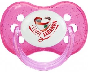 I Love Lebanon Sucette Cerise Rose à paillette