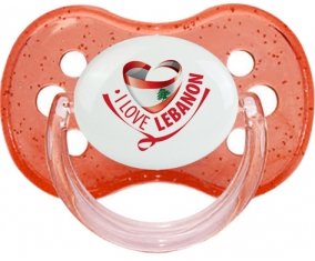 I Love Lebanon Sucette Cerise Rouge à paillette