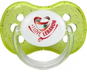 I Love Lebanon Sucette Cerise Vert à paillette
