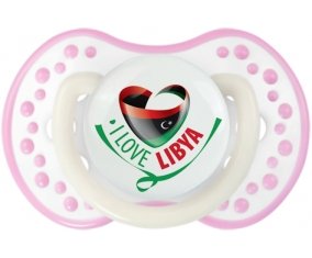 I Love Libya Sucette LOVI Dynamic Blanc-rose phosphorescente