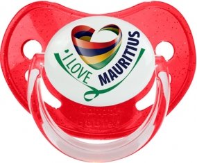 I Love Mauritus Tétine Physiologique Rouge à paillette