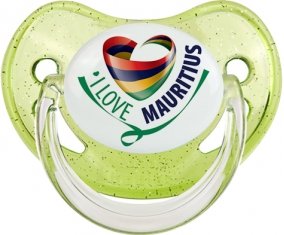 I Love Mauritus Tétine Physiologique Vert à paillette