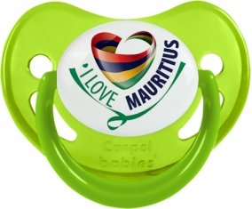 I Love Mauritus Tétine Physiologique Vert phosphorescente