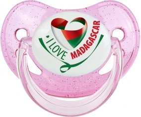 I Love Madagascar Sucette Physiologique Rose à paillette