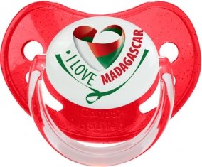 I Love Madagascar Sucette Physiologique Rouge à paillette