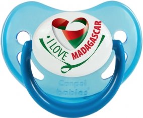 I Love Madagascar Sucette Physiologique Bleue phosphorescente