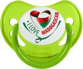 I Love Madagascar Sucette Physiologique Vert phosphorescente