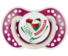 I Love Madagascar Sucette LOVI Dynamic Fuchsia phosphorescente