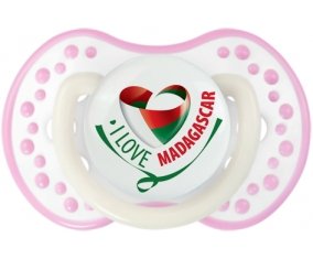 I Love Madagascar Sucette LOVI Dynamic Blanc-rose phosphorescente