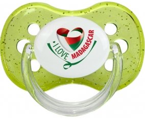 I Love Madagascar Sucette Cerise Vert à paillette