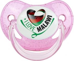 I Love Malawi Sucette Physiologique Rose à paillette