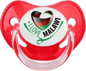 I Love Malawi Sucette Physiologique Rouge à paillette