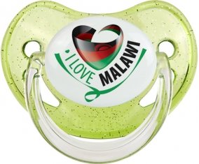 I Love Malawi Sucette Physiologique Vert à paillette