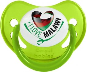I Love Malawi Sucette Physiologique Vert phosphorescente