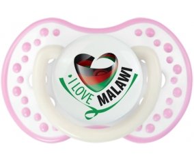 I Love Malawi Sucette LOVI Dynamic Blanc-rose phosphorescente