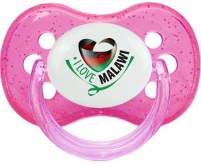 I Love Malawi Tétine Cerise Rose à paillette