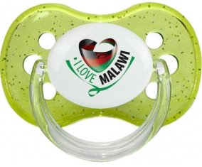 I Love Malawi Tétine Cerise Vert à paillette
