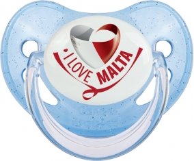 I Love Malta Tétine Physiologique Bleue à paillette