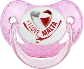 I Love Malta Tétine Physiologique Rose à paillette