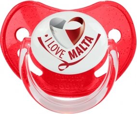 I Love Malta Tétine Physiologique Rouge à paillette