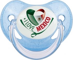 I Love Mexico Sucette Physiologique Bleue à paillette