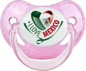 I Love Mexico Sucette Physiologique Rose à paillette