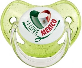 I Love Mexico Sucette Physiologique Vert à paillette