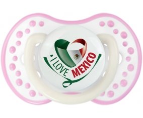 I Love Mexico Sucette LOVI Dynamic Blanc-rose phosphorescente