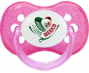 I Love Mexico Sucette Cerise Rose à paillette