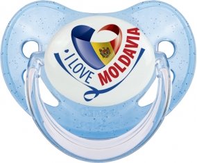 I Love Moldavia Sucette Physiologique Bleue à paillette
