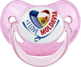 I Love Moldavia Sucette Physiologique Rose à paillette