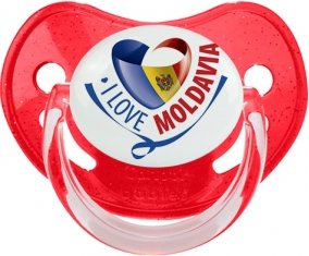 I Love Moldavia Sucette Physiologique Rouge à paillette