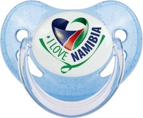 I Love Namibia Sucette Physiologique Bleue à paillette