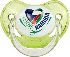 I Love Namibia Sucette Physiologique Vert à paillette
